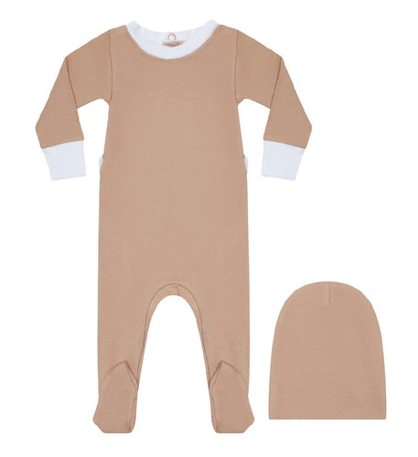 Pink V-Neck Footie & Beanie