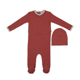 V-Neck Berry Footie With Hat