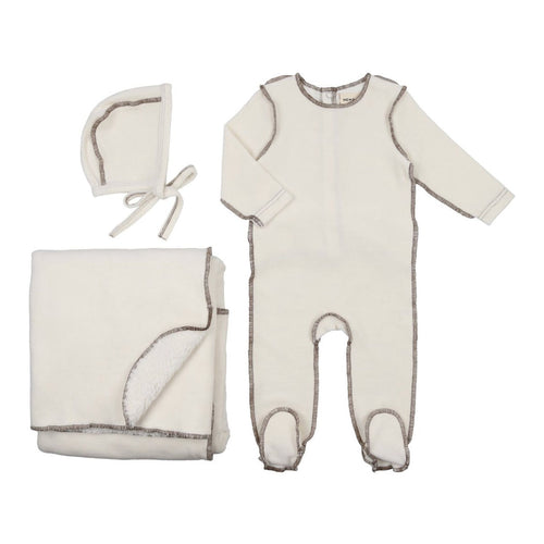 Sherpa/Velour Stitch Collection- Brown/Ivory