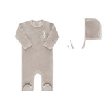 Taupe/Gray Velour Bunny On Pocket Collection