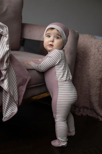 Cuddle & Coo Pink Striped Back Stretchie 3PC Set