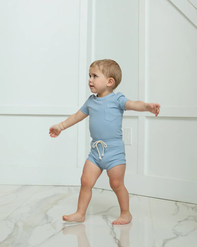 Cuddle & Coo Light Blue Ribbed Set