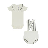 Little Parni Milano Baby Set- Ivory Bloomers With Suspenders