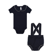Load image into Gallery viewer, Little Parni Milano Baby Set- Navy Bloomers With Suspenders