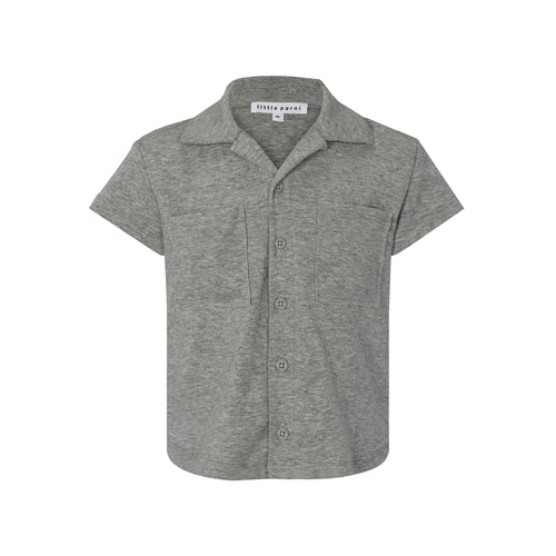 Little Parni Gray Ribbed Boy's Button Down Shirt