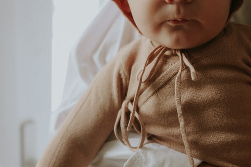 Mema Knits Pink Knit Footie +Bonnet