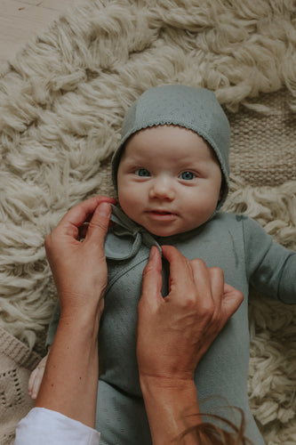 Mema Knits Powdered Blue Pointelle 3 PC Set