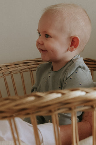 Mema Knits Blue Sailboat Print Footie +Beanie