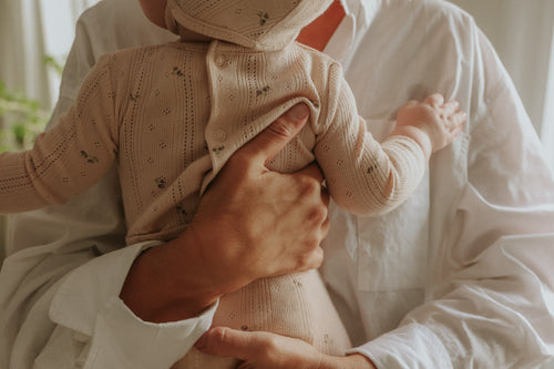 Mema Knits Cherry Print Old Rose Pointelle 3PC Set