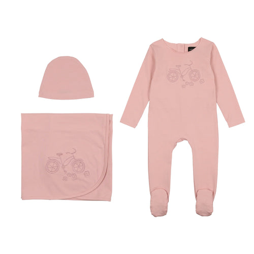 Cuddle & Coo Pink Bicycle Stretchie 3PC Set