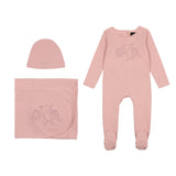 Cuddle & Coo Pink Bicycle Stretchie 3PC Set