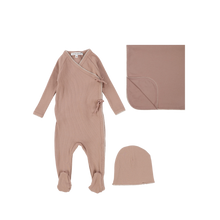 Load image into Gallery viewer, Little Parni Pink 3PC Ribbed Baby Stretchy Set