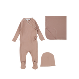 Little Parni Pink 3PC Ribbed Baby Stretchy Set