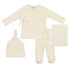 Load image into Gallery viewer, Mema Knits Ivory Textured Knit 3 PC Set + Bonnet