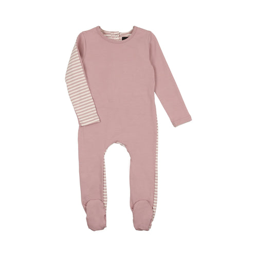 Cuddle & Coo Pink Striped Back Stretchie + Beanie