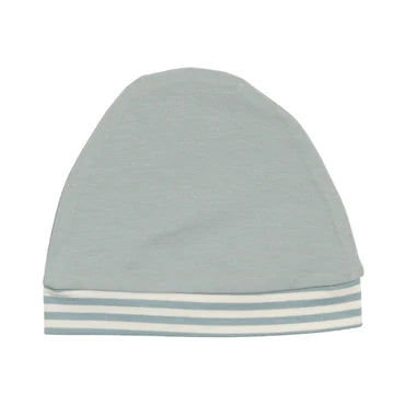 Cuddle & Coo Blue Striped Back Stretchie + Beanie
