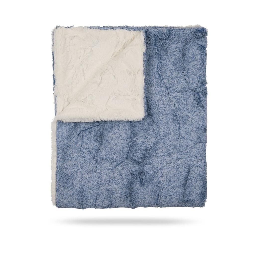Peluche Blue Wash & Natural Heather Lux Fur Blanket