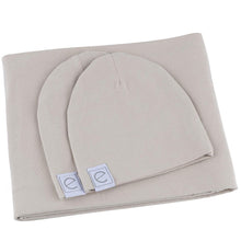 Load image into Gallery viewer, Sand Jersey Cotton Swaddle Blanket with 2 Beanies