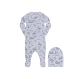 Parni Blue Toile Footie & Beanie