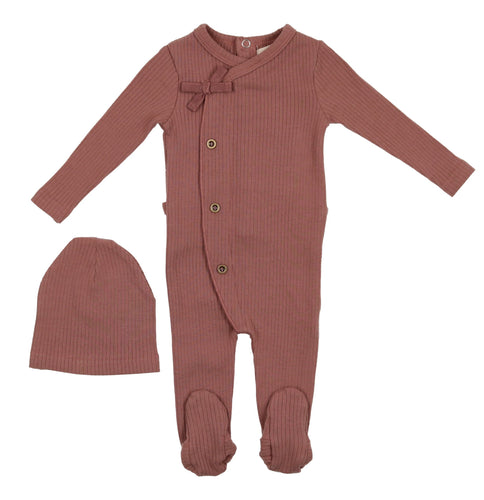 Ribbed Kimono Footie-Clay