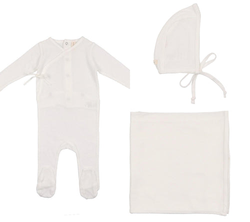 Lil Legs White Pointelle Wrapover Set