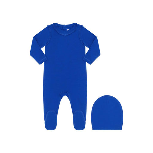 Parni Blue V-Neck Footie & Beanie