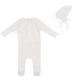 Lil Legs White Pointelle Footie and Bonnet