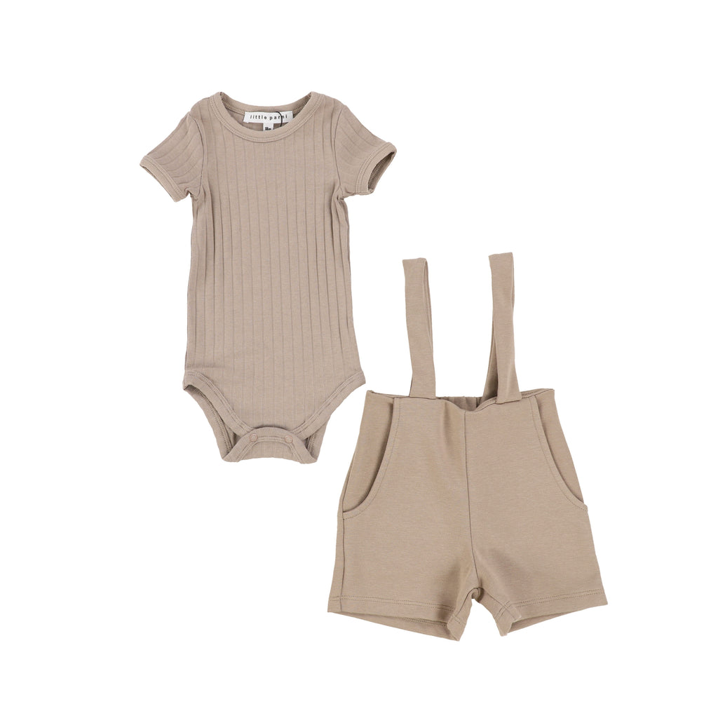 Taupe Boys Overalls & T-Shirt