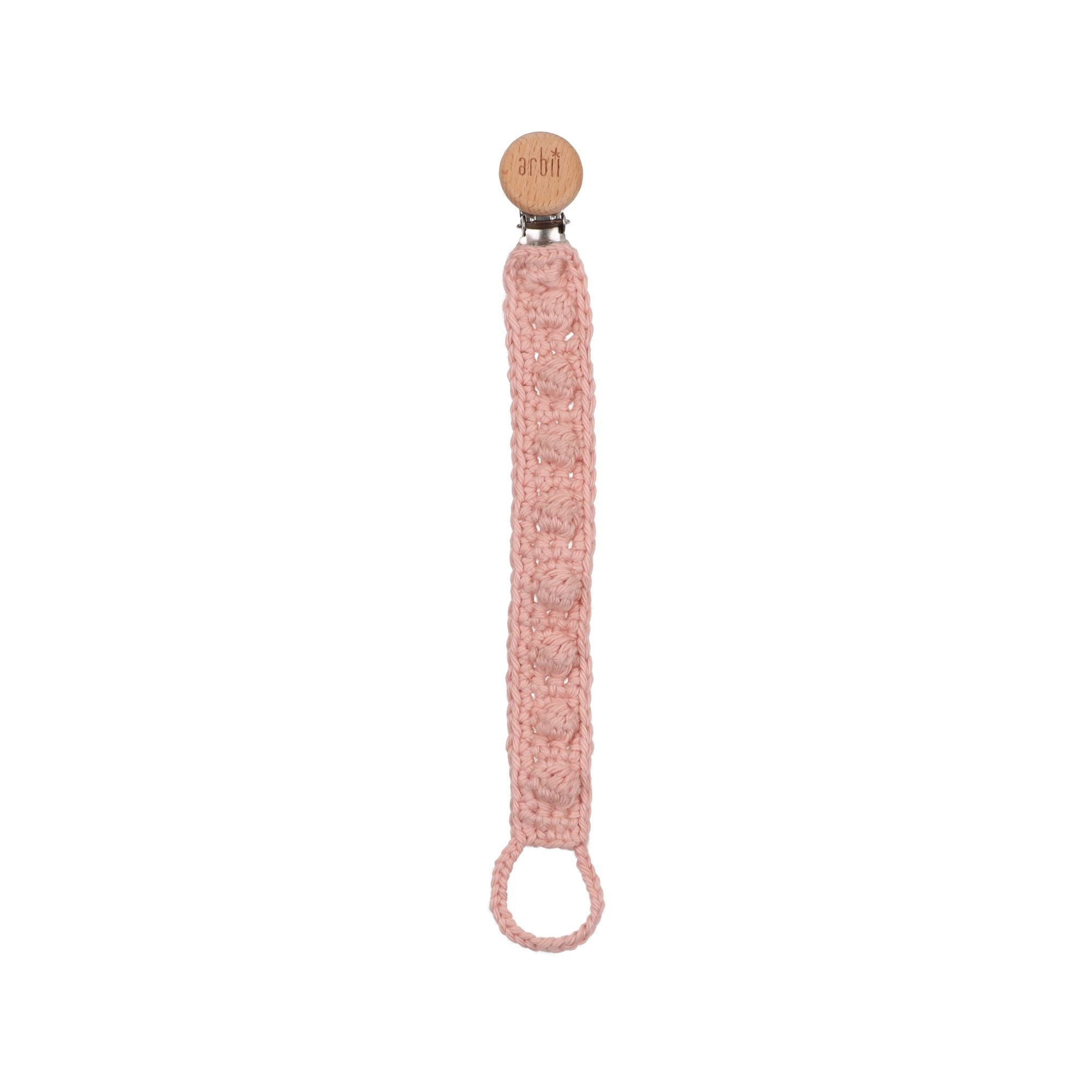 Arbii Crochet Pacifier Clip Pink