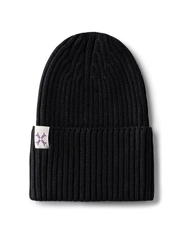 Black Ribbed Cuff Beanie