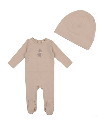 Lil Legs Embroidered Cotton Footie Sand Elephant