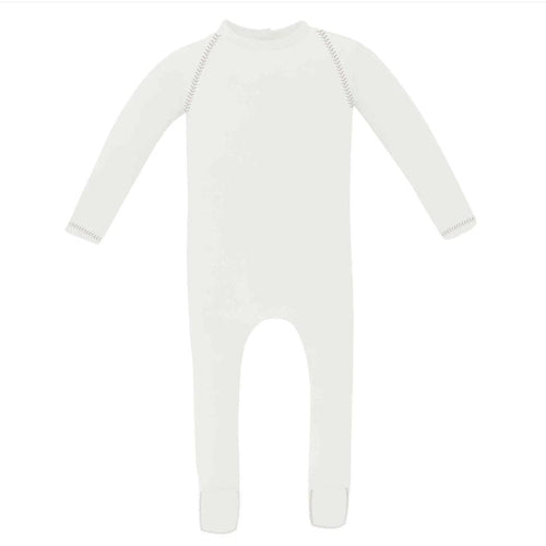 Velour Stitching Ivory & Pink Footie & Bonnet