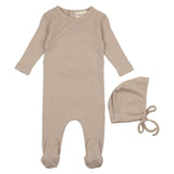 Mema Knits Oatmeal Pointelle Footie + Bonnet