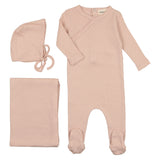 Mema Knits Old Rose Pointelle 3 PC Set