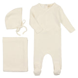 Mema Knits  Ivory Pointelle 3 PC Set