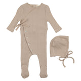 Mema Knits Oatmeal Textured Knit Footie+ Bonnet