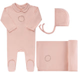 Elys & Co Pink Jersey Cotton Embroidered Wreath Layette Set